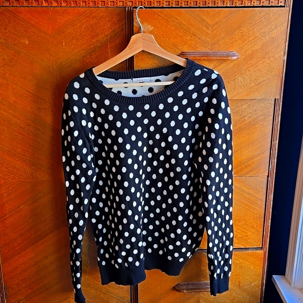 Cute black and white polka dot sweater